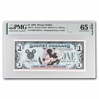 1989 $1 (da) Waving Mickey (dis#13) Cu-65 Epq Pmg