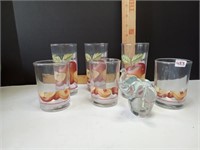 Glass Elephant and Drinking Glass Set 6