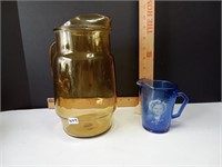 Amber Glass Pitcher and Shirley Temple Creamer