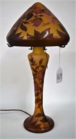 Galle' cameo, signed  base and shade 24"T