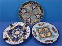 3 Handpainted Plates-2 Mexico, 1 China