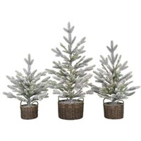 30-Inch 3Piece Flocked Trees White LED Lights $100