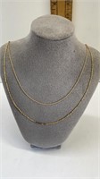 14K GOLD 2.56 GRAMS - 2 NECKLACES - MISSING CLASPS