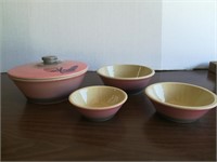 Pink & Grey Stoneware Nesting Bowls with Large Lid