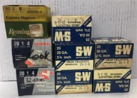 Lot of 8 boxes of 20ga assorted shotgun shells