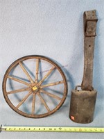 14" Wooden Wheel & 8" Cow Bell