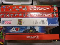Board Games, Monopoly, Scrabble, Clue