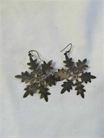 Large snowflake earrings marked 925