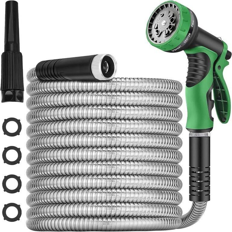 200 ft Garden Hose -Metal Water hose with Nozzle &