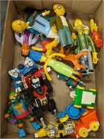TRAY OF VINTAGE ACTION FIGURINES, SIMPSONS, MISC