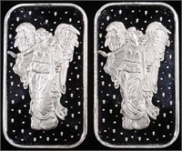 (2) 1 OZ .999 SILVER GUARDIAN ANGEL BARS