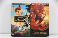 2 VHS Tapes Spiderman 2 and Bambi