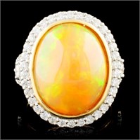 18K Gold 7.87ct Opal & 1.02ctw Diamond Ring