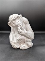 Monkey Pottery Statue White