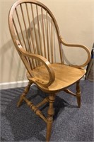 Windsor Back Bent Arm Chair  Saddle Seat Spindle