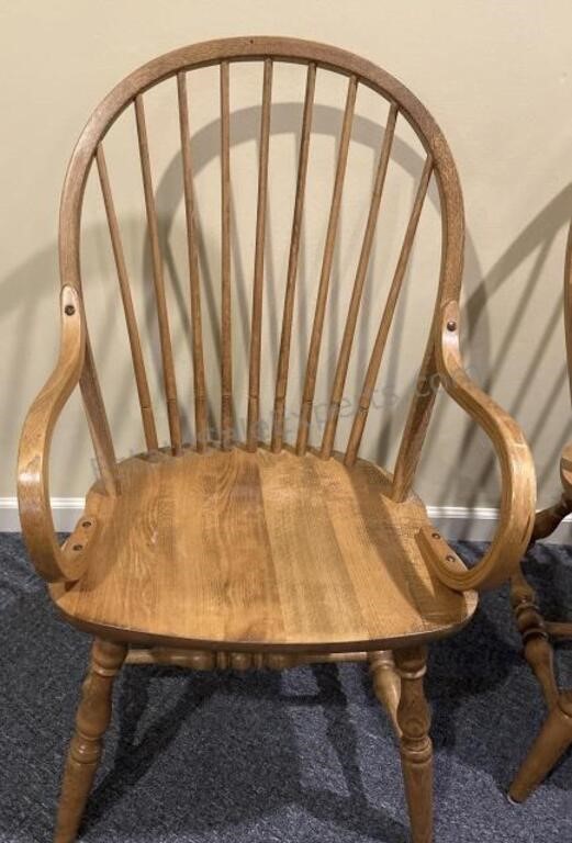 Windsor Back Bent Arm Chair  Saddle Seat Spindle