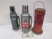 2 Vintage Stanley Vacuum Bottles & Old Heater