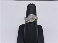 STERLING SILVER BAGGUETTE CZ BYPASS RING