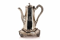 19th C IRISH SILVER COFFEE POT, 1522g