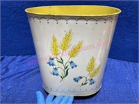 Old smaller trash can (yellow-off white)