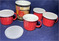 Corning Ware Utensil Crock Mug Cups with lids