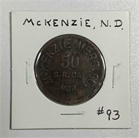 McKenzie Merc. co.    McKenzie, N.D. token