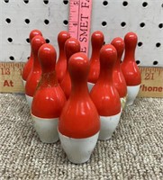 10 Early 50s Toy Plastic Bowling Pins