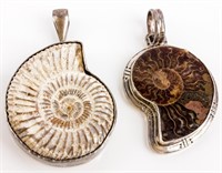 Jewelry Sterling Silver and Fossil Pendants