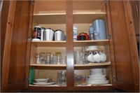 CONTENTS OF CABINETS - DISHES, GLASSWARE