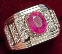$500 Silver 7.94G Ruby Ring