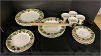 Allied Design china, 3 plates, 3 bowls, 4 cups, 4