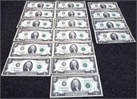 (4) 1976 & (13) 1995 $2.00 Notes / Bills