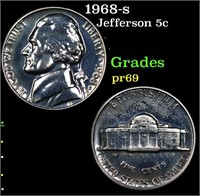 Proof 1968-s Jefferson Nickel 5c Grades GEM++ Proo