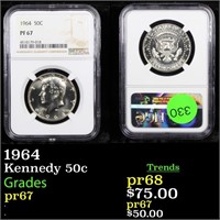 Proof NGC 1964 Kennedy Half Dollar 50c Graded pr67