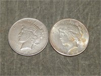 Pair of Peace SILVER Dollars (mint luster on 1)