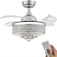 Trssdre 48" Crystal Ceiling Fan with Lights, Fande