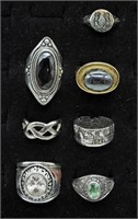 7 Fashion Rings-Silver & Gold Tone