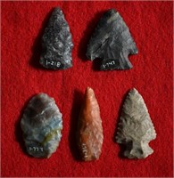 5 Arrowheads Longest is 1 11/16"  Found by Venn Ke