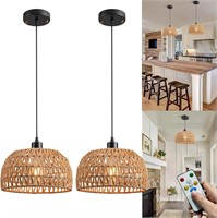 $93  Battery Operated Rattan Pendant Light  Remote