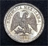 1881 Mexico 5 Centavos Silver Coin Gem BU