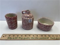 LOT OF 3 HENN POTTERY ITEMS JUG, BOWL & CUP