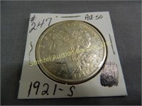 1921s Morgan Silver Dollar - AU-50