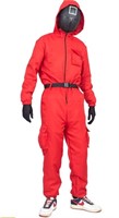 Squid Costume Red Jumpsuit with Mask Belt and