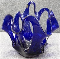 Makora Krosno Hand Made Cobalt Blue Art Glass Vase