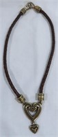 BRIGHTON HEARTS LEATHER BRAIDED NECKLACE