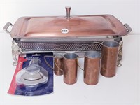 SERVING DISH WITH COPPER LID + MEASURE CUPS