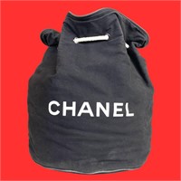 CHANEL Bag pack cotton canvas CHANEL logo