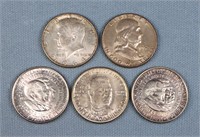 (5) US Silver Half Dollars