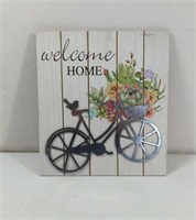 Decorative Wooden Welcome Home With Bike and