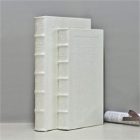 Decorative Books with White Faux Leather Book Boxe